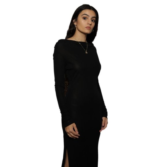 Versace Spring 2018 Ready to Wear Black Cowl Neck Dress with Head Scarf Sz 40 - Picture 4 of 5